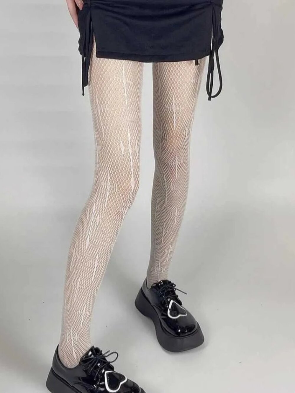 Women's Cross Pattern Mesh Gothic White Fishnet Tights Stockings
